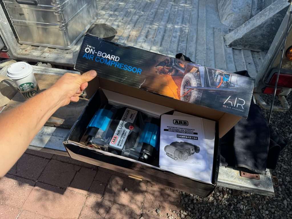 An ARB Twin Air Compressor ready to put in the Defender. This is the first mod I get for every trail rig.