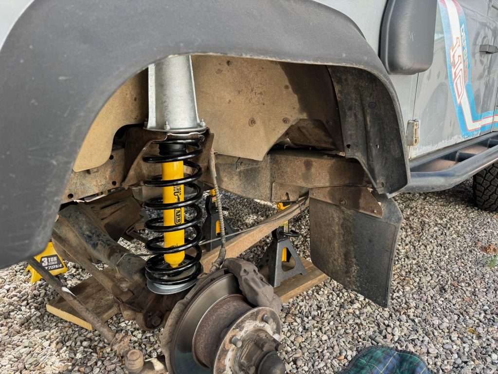 While the rest of the Land Rover is rusty, the front suspension has a new lease on life
