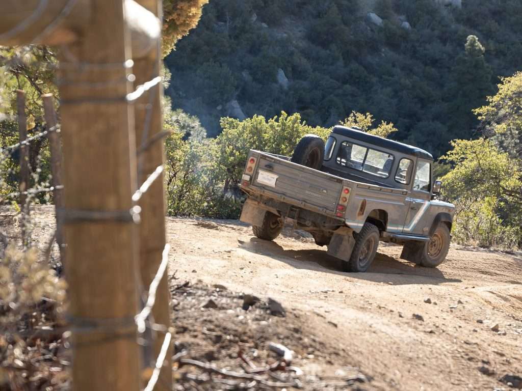 Exploring a forest road in the Land Rover Defender 110 near Prescott, Arizona