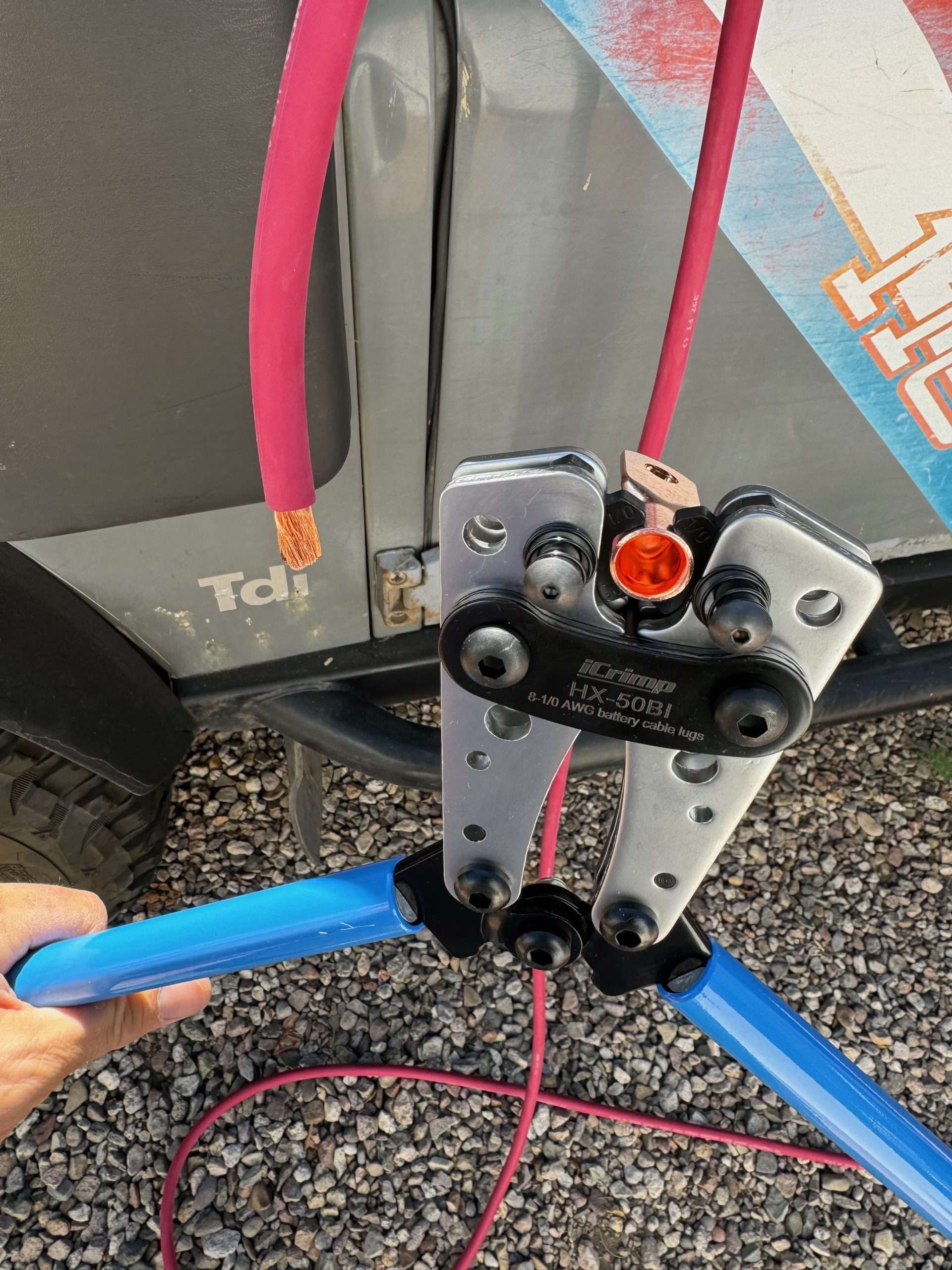 I didn't have a battery cable crimper so I had to get one of those too. I kept it cheap since I'll only need it once in a blue moon.