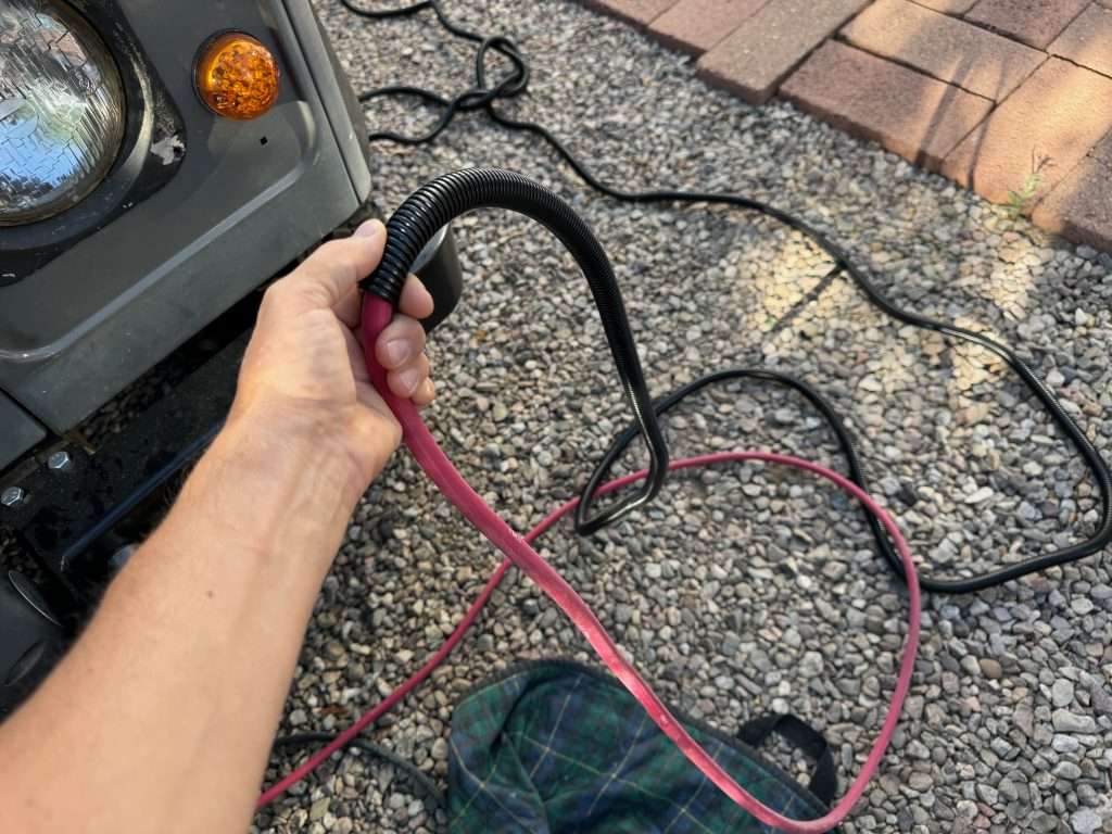 A lot of juice flows through the winch power cable, so best to protect it from abrasion as much as possible.