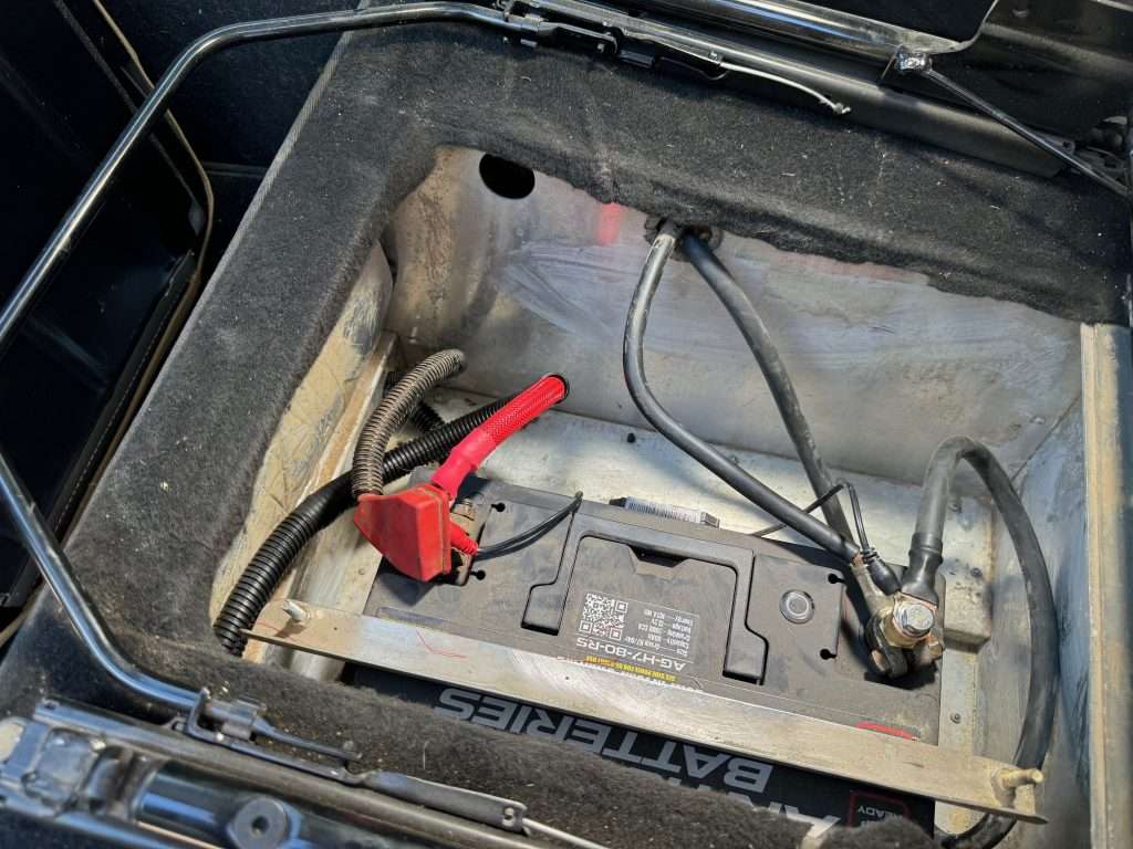 The finished winch wiring. I'm not finished working in this battery compartment with other accessories, so it is bound to get a bit more cluttered in the near future.