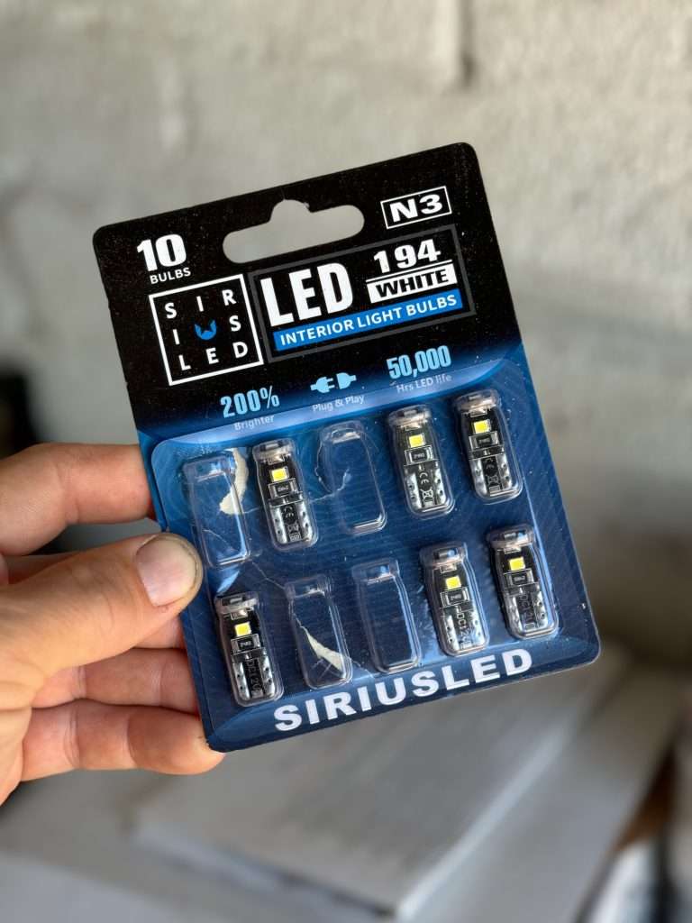 Very inexpensive LED 194 bulbs found on Amazon work perfectly in the Land Rover Defender gauges.