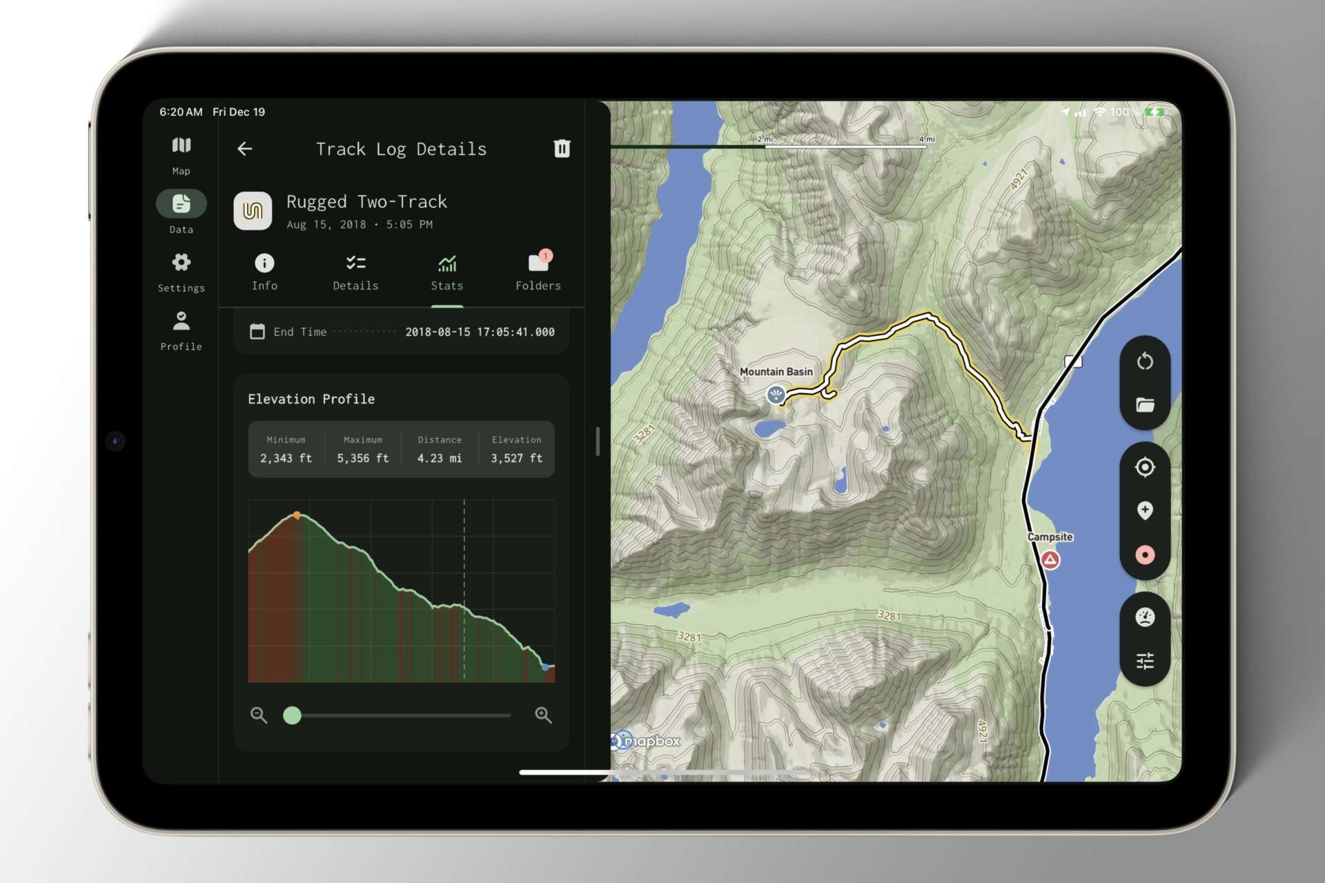 An Early Iteration of the Tablet Layout