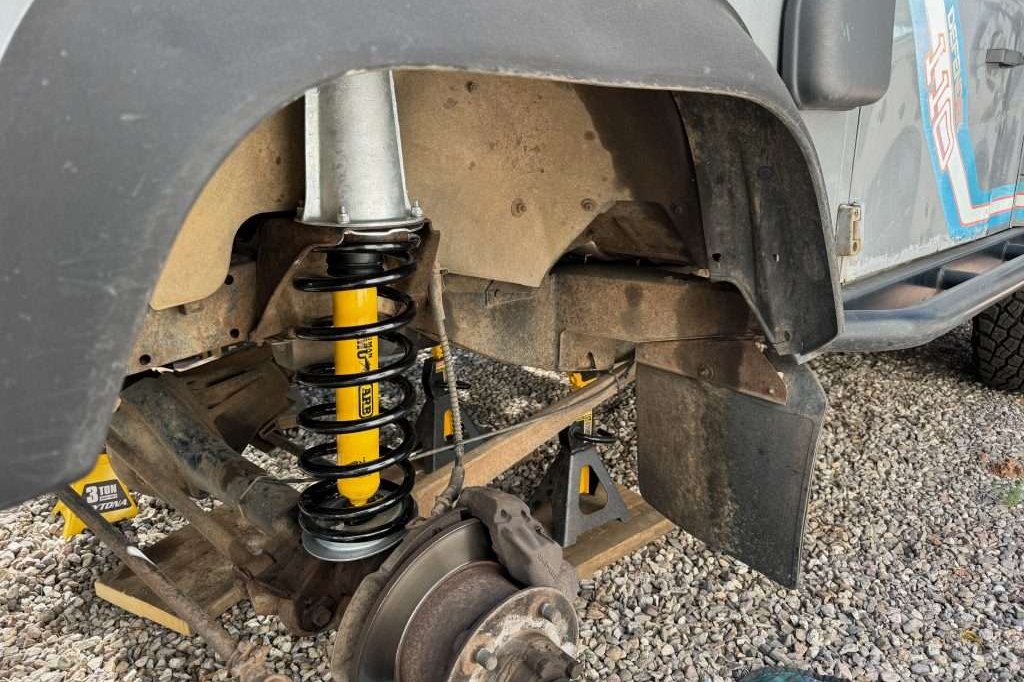While the rest of the Land Rover is rusty, the front suspension has a new lease on life
