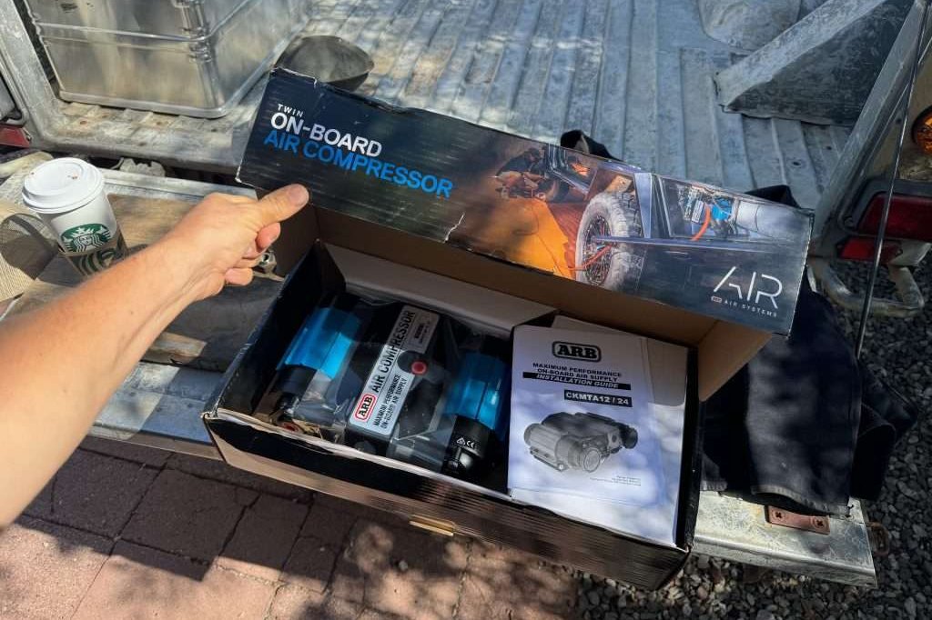 An ARB Twin Air Compressor ready to put in the Defender. This is the first mod I get for every trail rig.